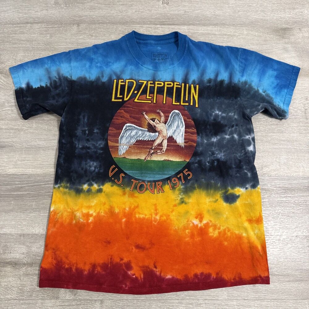 Led Zeppelin Shirt Men’s Large U.S. Tour 1975 Tie Dye Icarus Band Tee